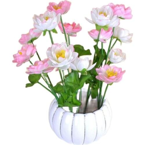 5pcs Artificial Lotus Flower 60cm Fake Lotus Simulation Water Lily 7 Colors for Wedding Home Christmas Decorations