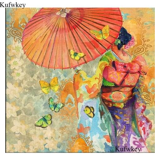 DIY PHOTO CUSTOM,Diamond Painting Cross Stitch 5D Full Mosaic Diamond Embroidery Japanese kimono woman Home Decoration