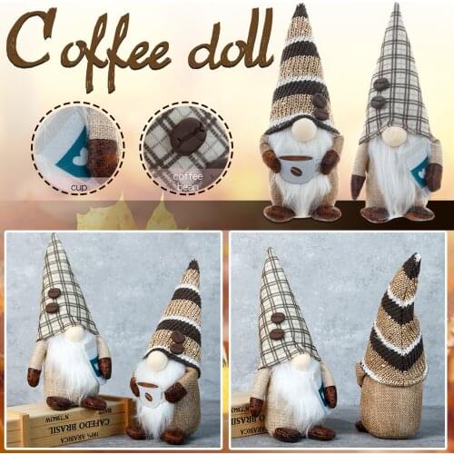 Coffee Faceless Dwarf Doll Cute Old Man Head Decoration Ornament Faceless Doll Xmas Gnome Funny Ornaments Home Party Decorations