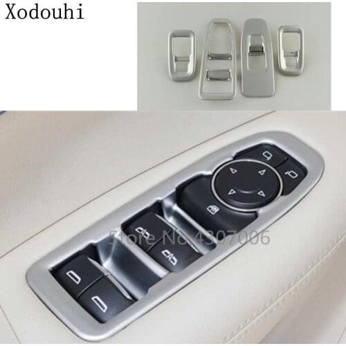 Car Body Door ABS Matte Window Glass Inner Panel Armrest Lift Switch Button Trim Frame 4pcs For Cadillac XT5 2017 2018 2019 2020