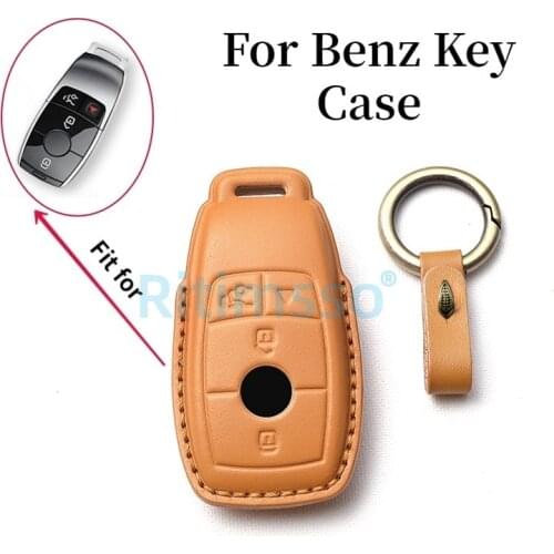 Leather Car Key Case for Mercedes Benz E Class W213 E200 E300 Remote Fob Cover 4 Buttons for Mercedes Accessories