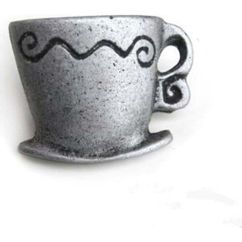 Creative drawer dresser pull knob antique distress silver cabinet cupboard door handle knobs coffee cup knobs vintage