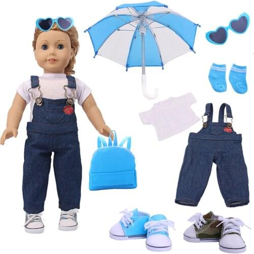 Doll Clothes Rain Suit T-shirt Jeans+Accessories For 18 Inch American Bourne & 43 cm Reborn Baby Doll Our Generation Girls Toys