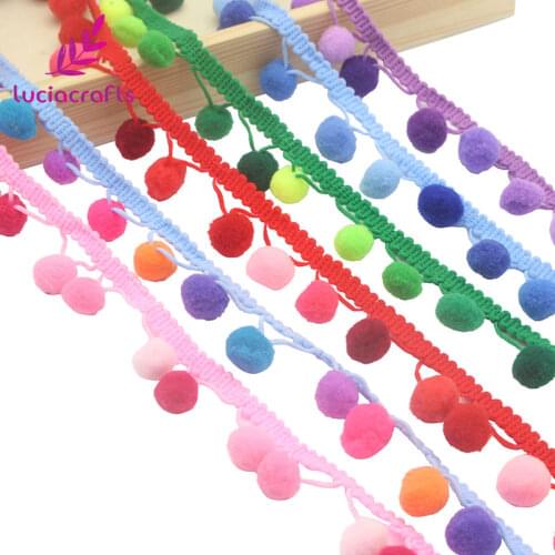 Lucia crafts 3yards/lot Pom Pom Trim Lace Tassel Ball Fringe Ribbon Fabric DIY Sewing Accessories Garment Materials K0203