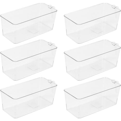Set of 6 Clear Refrigerator Pantry Organizer Bins Household Plastic Food Storage Basket with Handles for Kitchen Rooms
