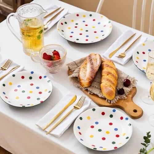 Dishes Tableware Utensilios De Cocina Set INS Wind Wave Point Ceramic Dishes Nordic Bowls Creative Personality Household