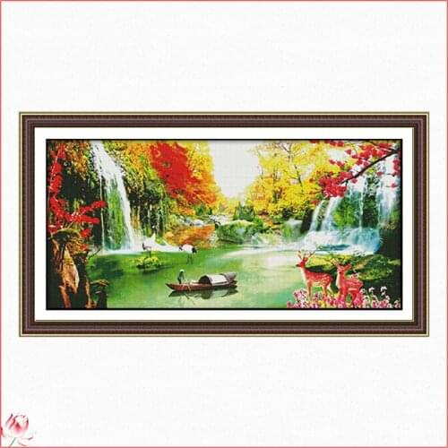 Beautiful Landscape Scenery Cross Stitch Kits Counted Canvasa Embroidery Sets 11CT 14CT DIY Handmade Needlework Home Decoration