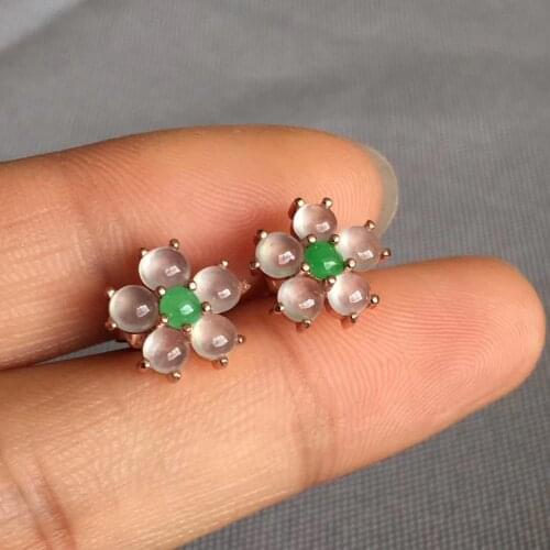 Natural icy chalcedony round bead plum earrings small and exquisite bohemian charm womens brand jewelry