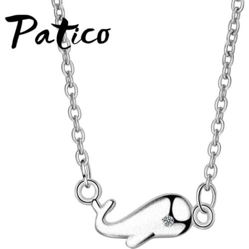 New Lively Animal Design Dolphin Pendant Necklace 925 Sterling Silver Shinning CZ Paved Fashion Jewelry Necklace