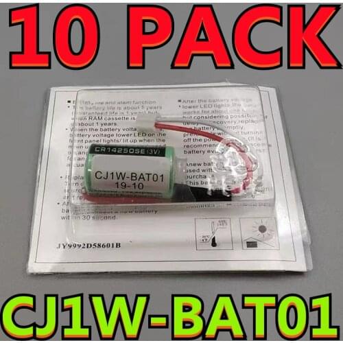 New Date) 10pcs Original For OMRON CJ1W-BAT01 CP1H CP1L 3V PLC Lithium Battery With White Plug CR14250