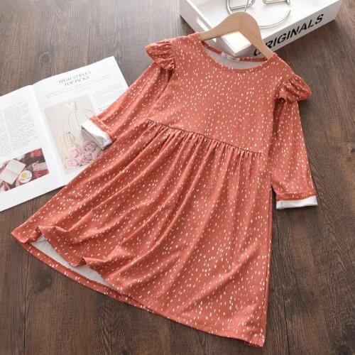 Baby Girls Print Dresses Kids Clothes Autumn Polka Dot Casual Clothes For Toddler Children Spring Ruffles Vestidos 3-7 Years
