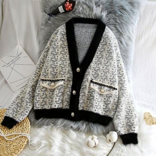 Thicken Warm Knitting Women Sweater Cardigan V-Neck Long-Sleeved Pocket Loose Female Outwear Coats Tops