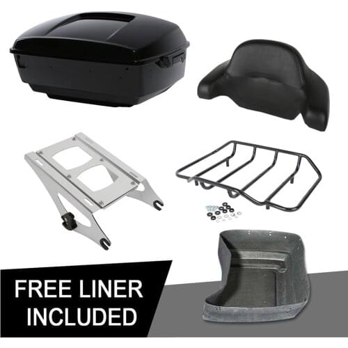 Motorcycle King Tour Pack Trunk Mount Rack Backrest Pad For Harley Touring Electra Glide Road Glide Road King 14-20