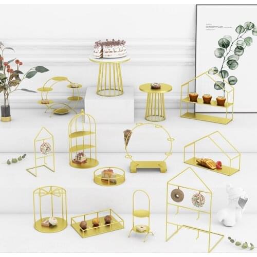 Gold Color Cake Stands for Wedding Party Decoration Baking Bread Cupcake Plates Tray for Tableware Dessert Racks