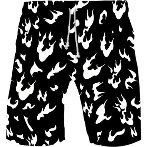 White fire black fire 3d board shorts women men summer sports hawaiian magic Beach Swiming shorts hip hop womens short pants
