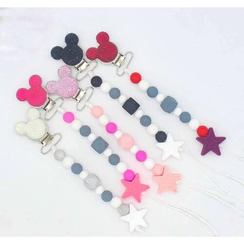Disney String Pacifier Chain Baby Teether Baby Accessories Baby Gift Pacifier Clip Feeding Silicone Dummy Holder Attache Sucette