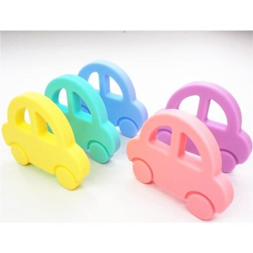 Chenkai 50PCS BPA Free DIY Silicone Car Teether Baby Shower Chewing Pendant Nursing Sensory Teething Pacifier Dummy Toy Gfit