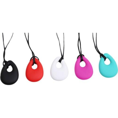 Silicone Baby Teether Toddler Kids Drop Ring Teething Black Chian Necklace Pendants Newborn Molars Tooth Chewable Teething Toy