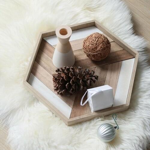 Nordic Dessert Plate Wooden Serving Tray Afternoon Tea Time Coffee Cake Plates Hexagonal Round Desserts Food Organizer Platter