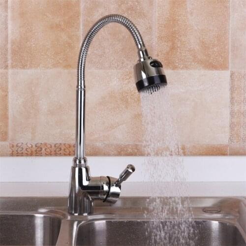 360 Degree Rotatable Spout Single Handle Sink Basin Faucet Adjustable Solid Brass Pull Down Spray Mixer Tap Deck Mounted