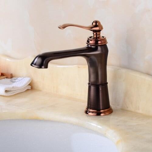 Bathroom Basin Mixer ORB Finished Brass and jade Sink Faucet Single Handle Hole Deck Vintage Wash Hot and Cold Mixer Tap Crane