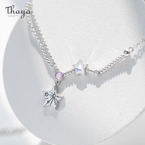 Thaya Bead Chain Jewelry Women Star Vast Galaxy Necklace Original Design Colorful Crystals Beads Chain Fine Purple Jewelry Gift
