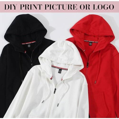 Custom Logo Printing Photo Hoodies Men Women 2020 New Arrival Cotton Zipper Team Clothes Design Your Own Personalized Hoodie