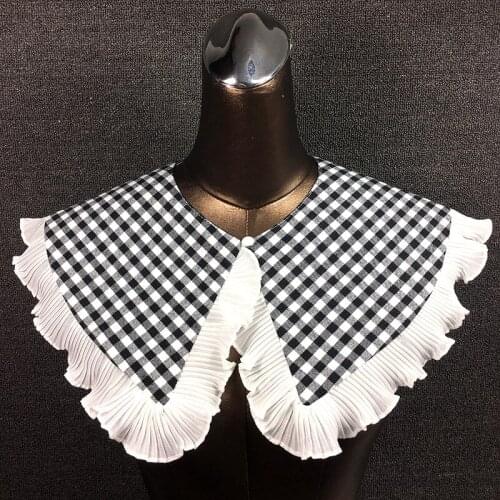 YSMILE Y Women Novelty White Lace Fashion Plaid Fake Collar Comfortable Soft Collar Accessories Female Decoration Shawl Collar