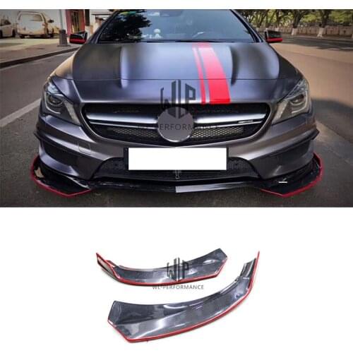 W117 Red Edge Carbon Fiber Front Bumper Side Splitters Car Styling Fits For Merceders-Benz CLA Class W177 Car Body Kit 14-16