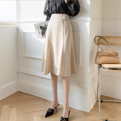 New Arrival Office Lady Solid High Waist Knee-Length Bust Skirt Spring Summer OL A-Line Skirts For Girls