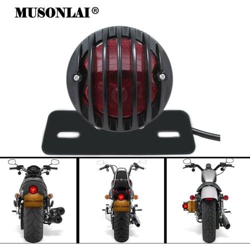 12v Retro Motorcycle Tail Light Rear Lamp Brake Stop Running Light Cruiser Chopper Dirt Bike Cafe Racer Lincense Plater Light