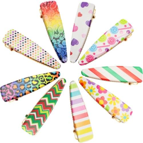 55x15mm Christmas Hair Clip Flower Printed Hair Clip For Women Textured Barrette Hairpin Hair Accessories 10pc,10Yc19495