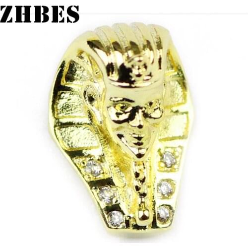 ZHBES 4PCS Mysterious Egyptian Pharaoh Pendant Ball Spacers Charm Loose Beads For Jewelry Making DIY Bracelet Metal Findings