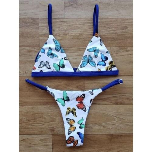 Sexy Swimwears Women Bikini Swimsuits Butterfly Print Strapless Swimsuit Push Up Padded Female Bathing Low Waisted Girls