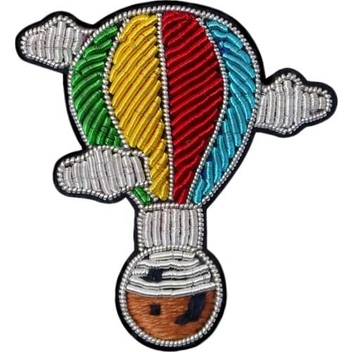Hand made gold embroidery badges Hot Air Balloon badge High-end clothes, hats pins for backpacks