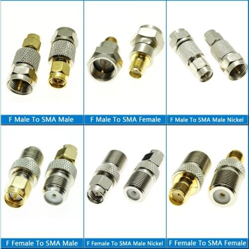 1 Pcs F To SMA Connector Socket Kit Set F Male to SMA RP SMA Male & Female Gold Nickel Plated Brass Straight Coaxial RF Adapters