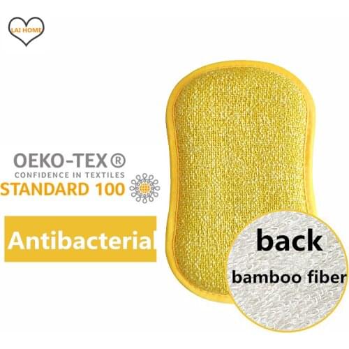 10PCS Natural bamboo fiber kitchen sponge for dishwashing non-stick oil friction polishing cleaning sponges brush dropshipping