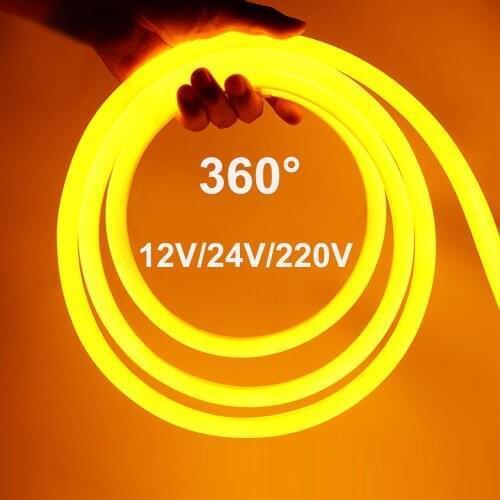 100m Round Led Neon Light Led Neon Tube SMD2835 14MM Waterproof IP68 360 Degree Viewing Angle Neon Flex AC110V 220V DC12V 24V
