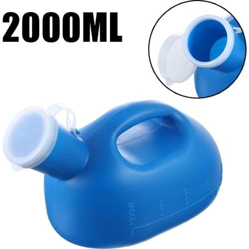 2000ml Blue Portable Male Pee Bottle Plastic Mobile Urinal Toilet Aid Bottle Man Toilet Supply For Outdoor Camping Hospital Care