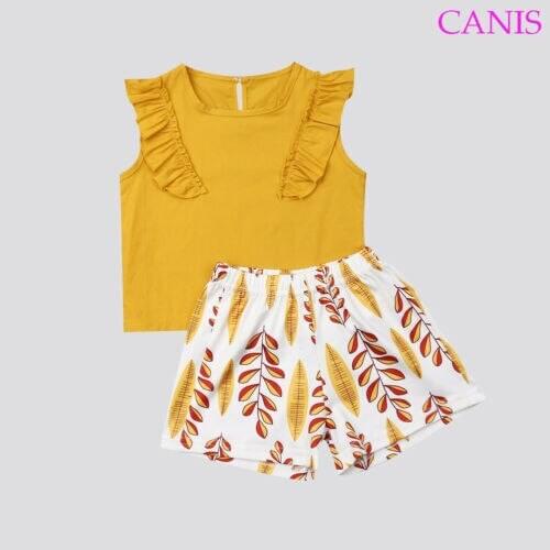 2019 New Hot Sale Latest Fashion Newborn Kids Baby Girl Lace Ruffles Sleeveless Soft Cotton Tops Shorts Cool Summer Clothes 2PCS