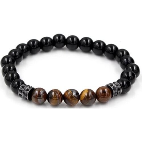 8mm zgt323 elastic adjusted Charm nature stone Reiki Frosted agate Onyx red Tigereye cz zircon cubic zirconia Bracelet