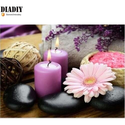 Full Square/Round Drill 5D DIY Diamond Painting Candle orchid 5D Embroidery Cross Stitch Mosaic Home Decor
