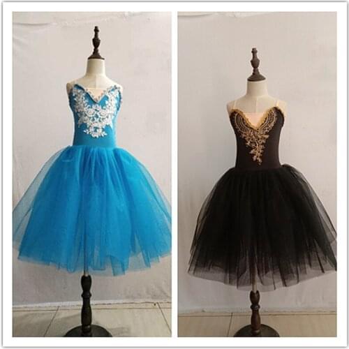 Adult Ballet Dress white/blue Ballet Costume For Women Sleeveless Lace Pink Dress F Dance Girls Professional Gymnastics Leotard