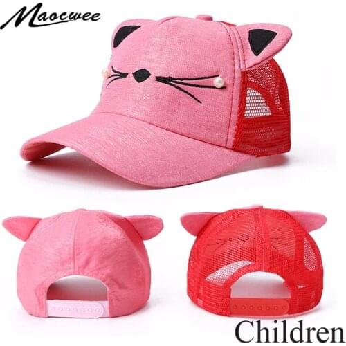 New Cute Baby Baseball Cap Cat Ears Lovely Boy Girl Kids Snapback Hat Spring Summer Embroidery Children Cotton Sun Hat Visor Cap