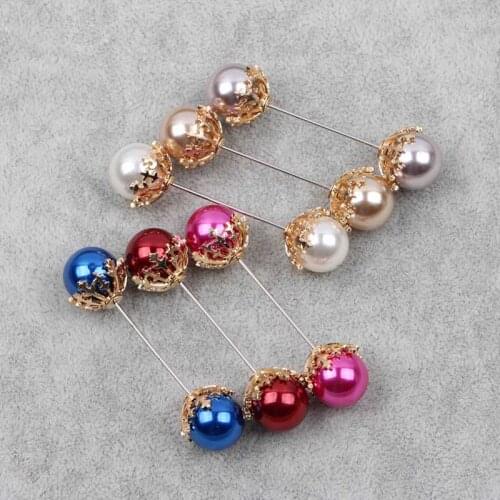 BTWGL Double Pearl Brooch Snowflake Bow Decoration Accessories Enamel Needle Brooch Silk Scarf Buckle Pure Copper Fittings