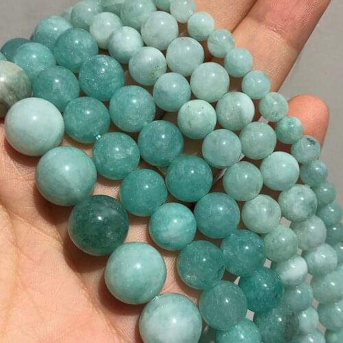 Natural Stone Amazonite Color Crystal Beads Loose Spacer Angelite Stone Beads For Jewelry Making Beads 6 8 10 12mm Diy Bracelets