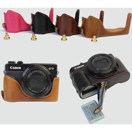 Portable PU Leather case Camera Bag half body cover For Canon G7X2 G7XII G7X Markii With Battery Opening
