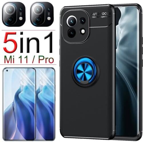 For Xiaomi Mi 11 Case with Ring Holder Xiaomi 11 Pro Silicone Matte Cover mi10 mi11 Soft Glass+Shockproof Shell Mi-11/11Pro/11i