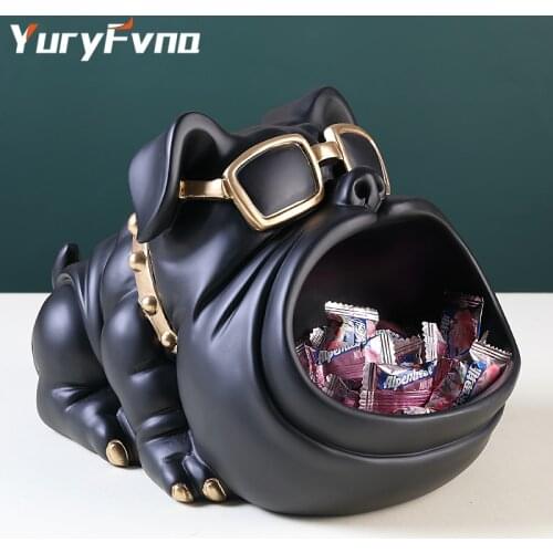 YuryFvna Cool Dog Statue Sculpture Table Decoration Desk Sundries Storage Box Decorative Coin Bank Home Room Decor
