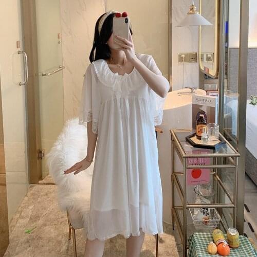 Long White Sleepwear Lace Sexy Women Negligee Vintage Ladies Elegant Japanese Nightgowns Sexy Hot Erotic Homewear Suit Pink